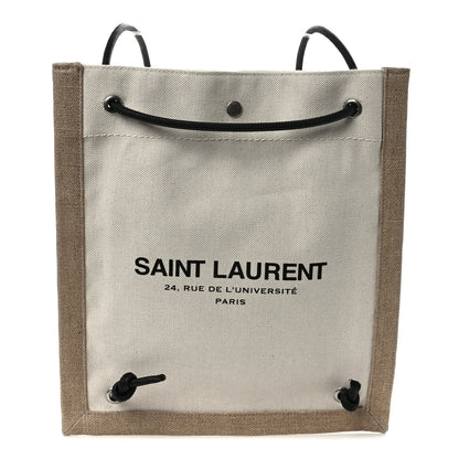 Saint Laurent Linen Calfskin Rive Gauche Backpack Greggio Natural 1 of 8