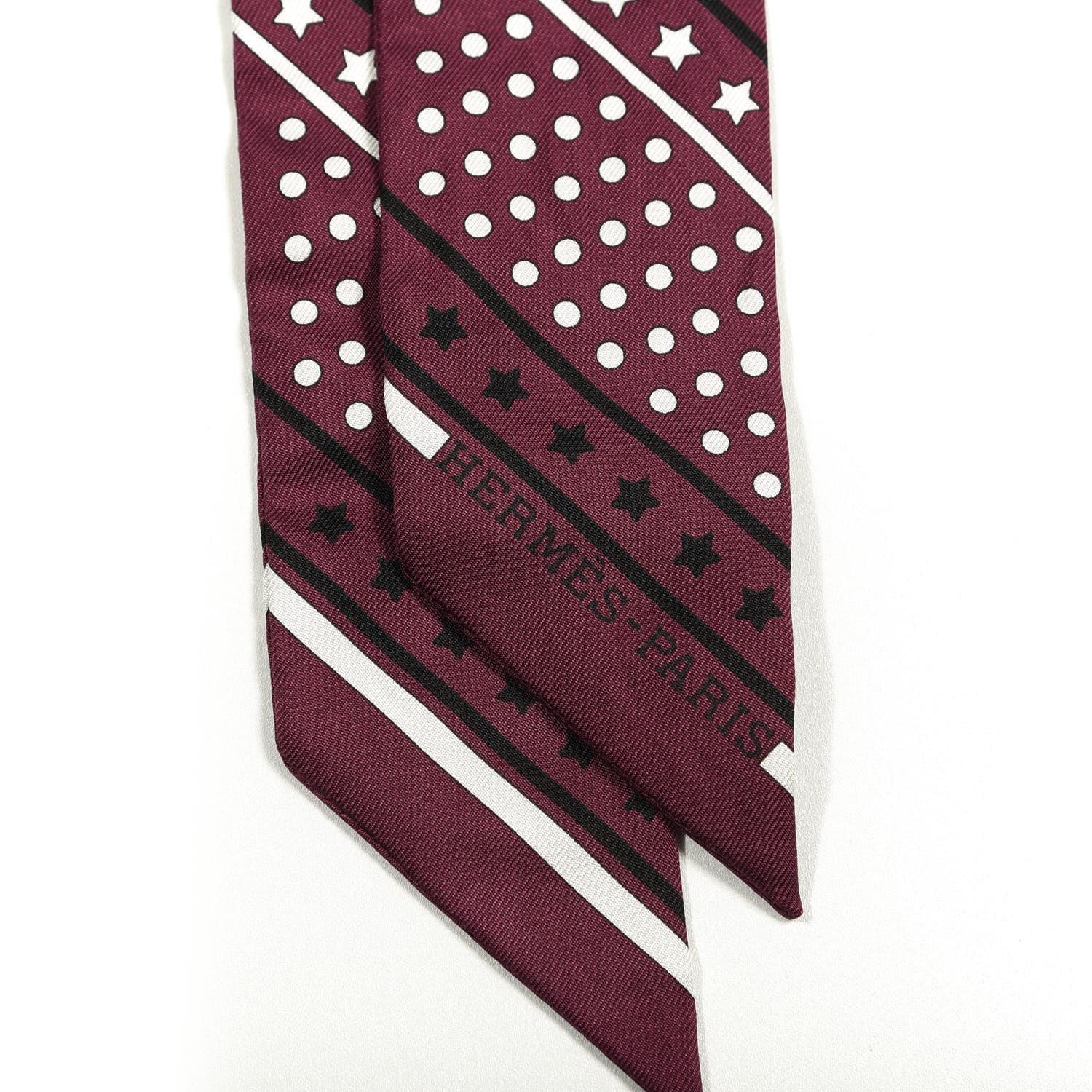 Hermes Silk Les Flacons Bandana Twilly Prune Black White 2 of 3