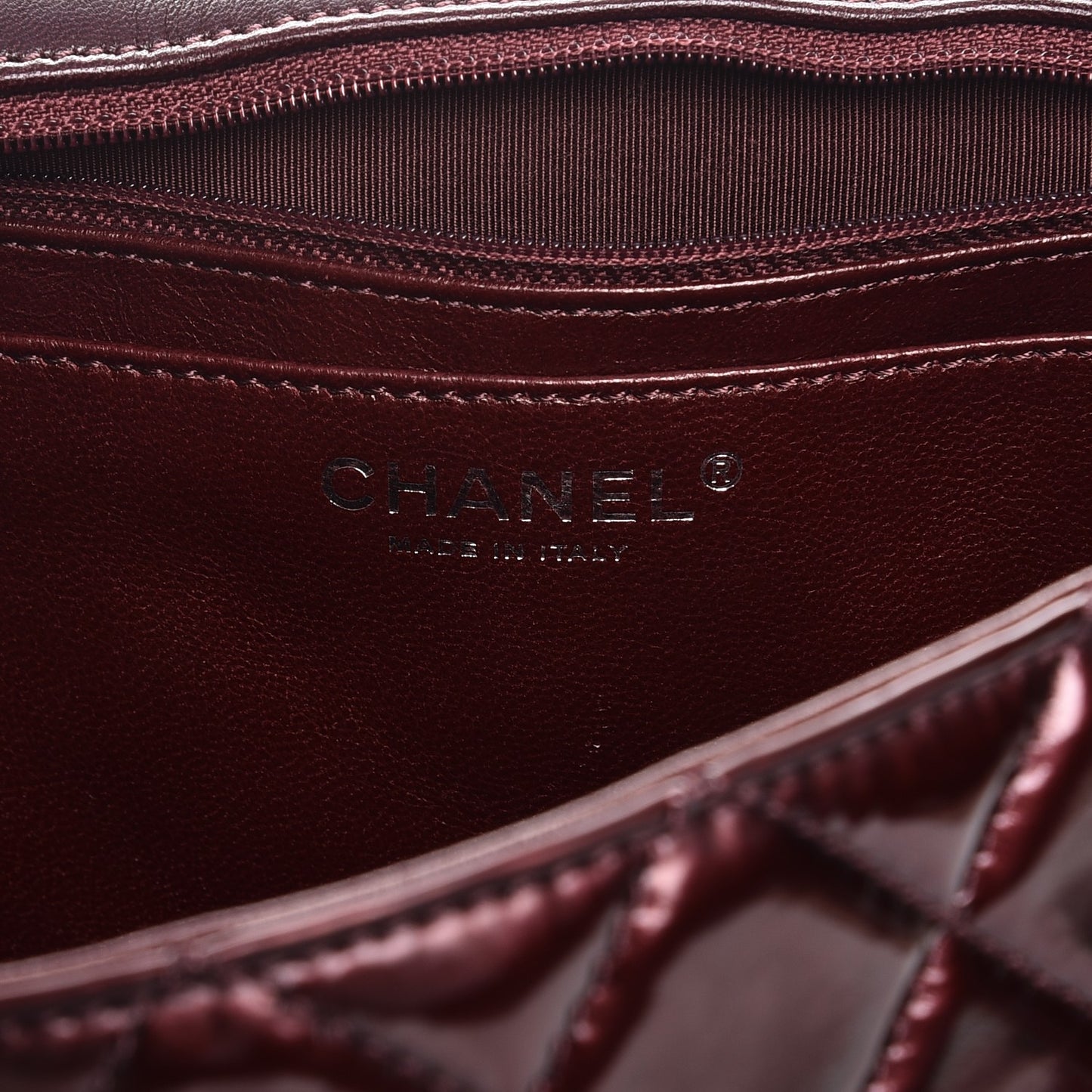 Patent Quilted Jumbo Single Flap Bordeaux