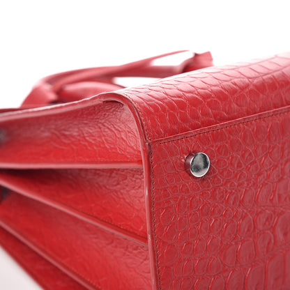 Saint Laurent Calfskin Crocodile Embossed Small Sac De Jour Eros Red 11 of 14