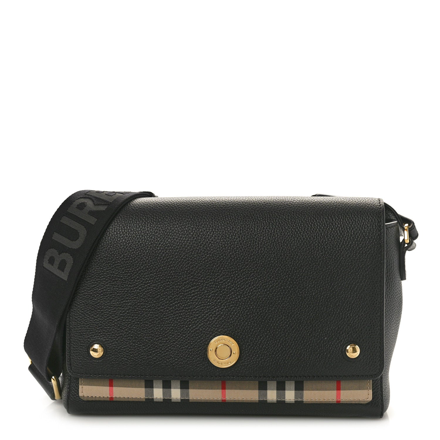 Burberry Grainy Calfskin Vintage Check Note Crossbody Bag Black 1 of 9