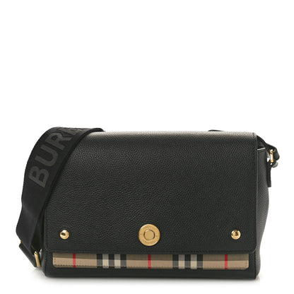 Burberry Grainy Calfskin Vintage Check Note Crossbody Bag Black 1 of 9