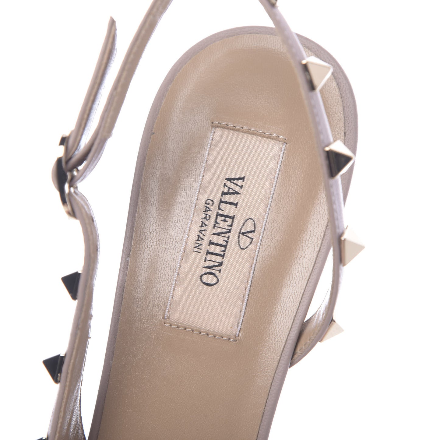 Calfskin Nappa Rockstud Half D'Orsay Slingback 50mm Pumps 39.5 Baltique Poudre