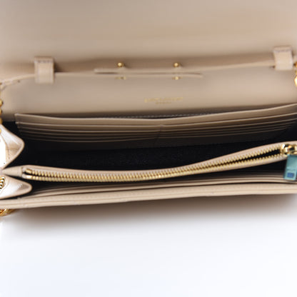 Saint Laurent Grain De Poudre Matelasse Chevron Monogram Chain Wallet Nude Powder 5 of 8