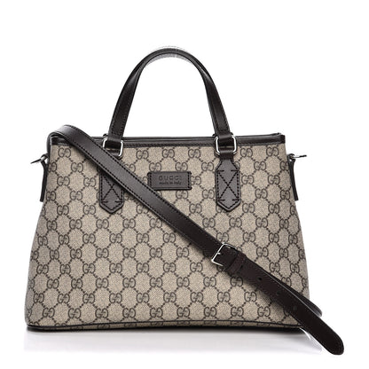 Gucci GG Supreme Monogram Small Zippered Tote Dark Brown 1 of 9
