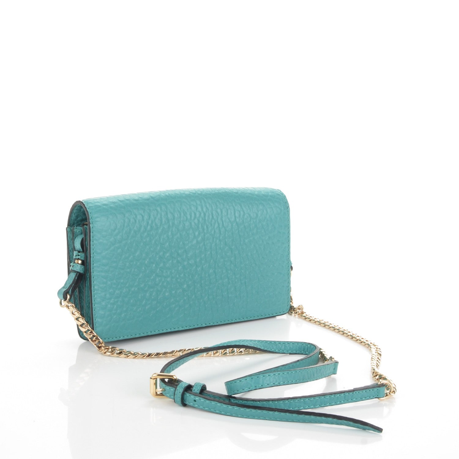 Burberry Signature Grain Small Madison Chain Clutch Aqua 3 of 7