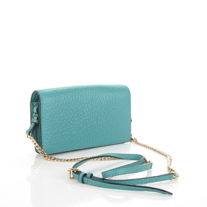 Burberry Signature Grain Small Madison Chain Clutch Aqua 3 of 7