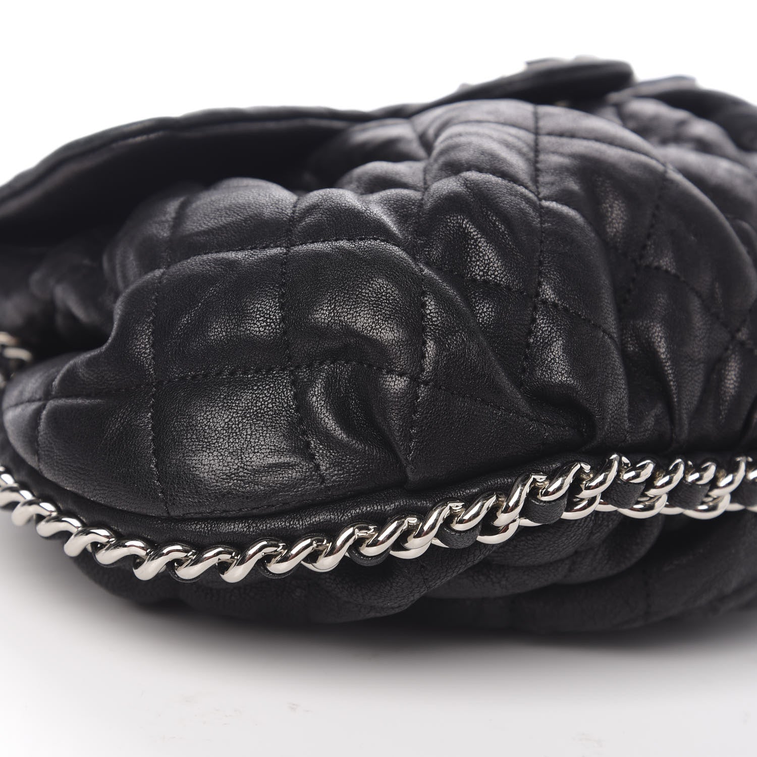 Chanel Crumpled Lambskin Quilted Medium Chain Around Messenger Black 9 of 11