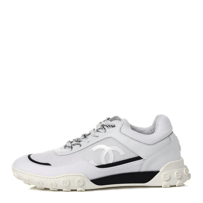 Chanel Calfskin Mesh Lycra Womens Logo Sneakers 39 White 1 of 10