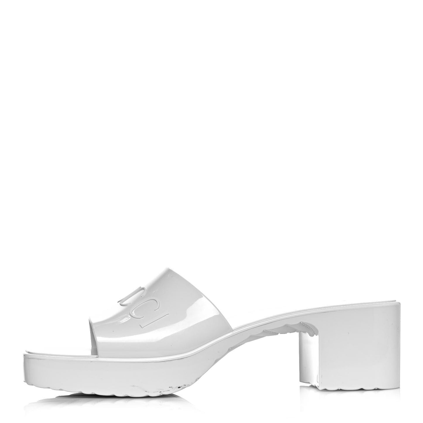 Rubber Gucci Logo Womens Platform 20/60mm Slide Sandals 41 Mystic White