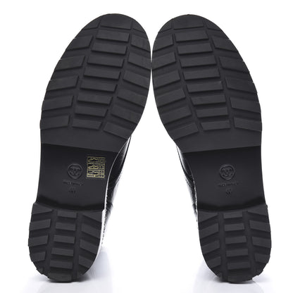 Chanel Crackled Calfskin Velvet Pearl Combat Short Boots 40 Black 3 of 8