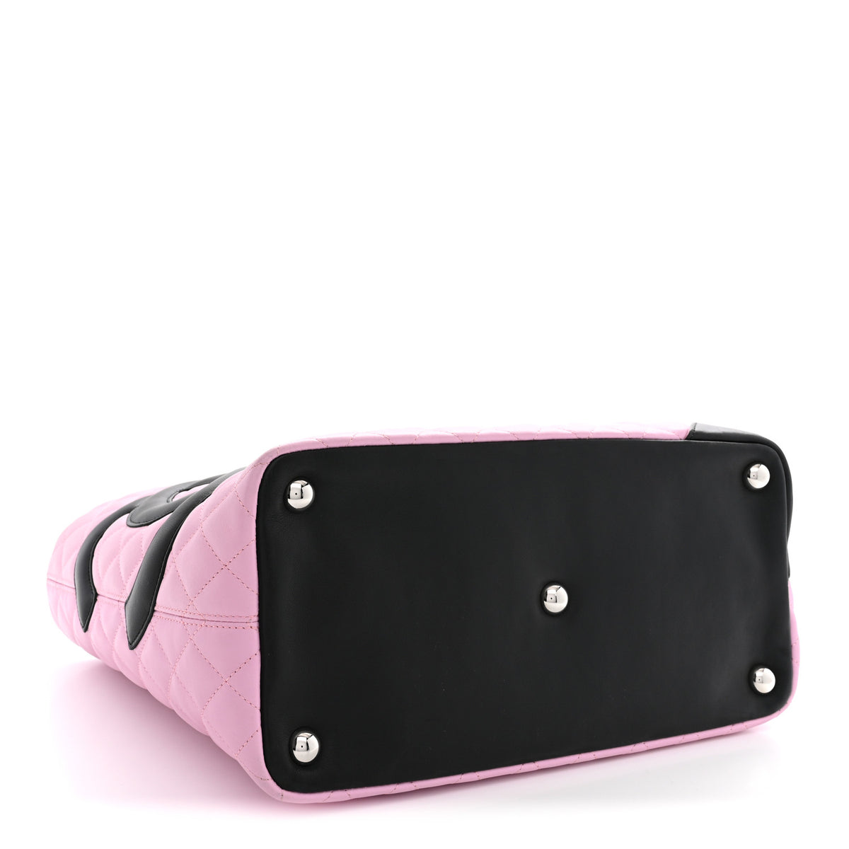 Calfskin Quilted Large Cambon Tote Pink Black