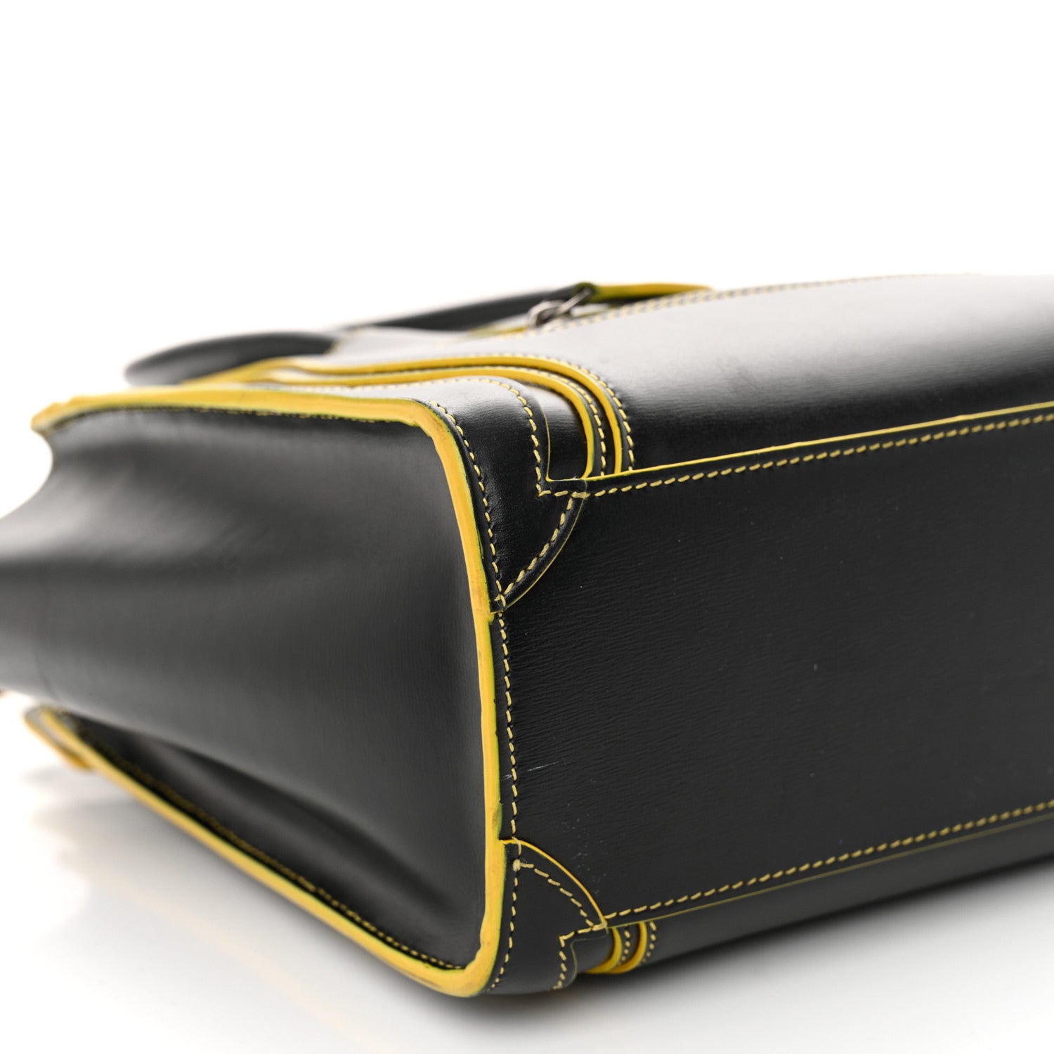 Celine Satin Calfskin Nano Debossed Luggage Black Yellow 8 of 11