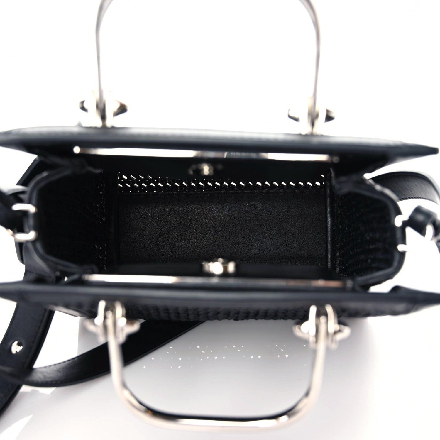 Alexander McQueen Raffia Calfskin The Short Story Tote Bag Black 7 of 10