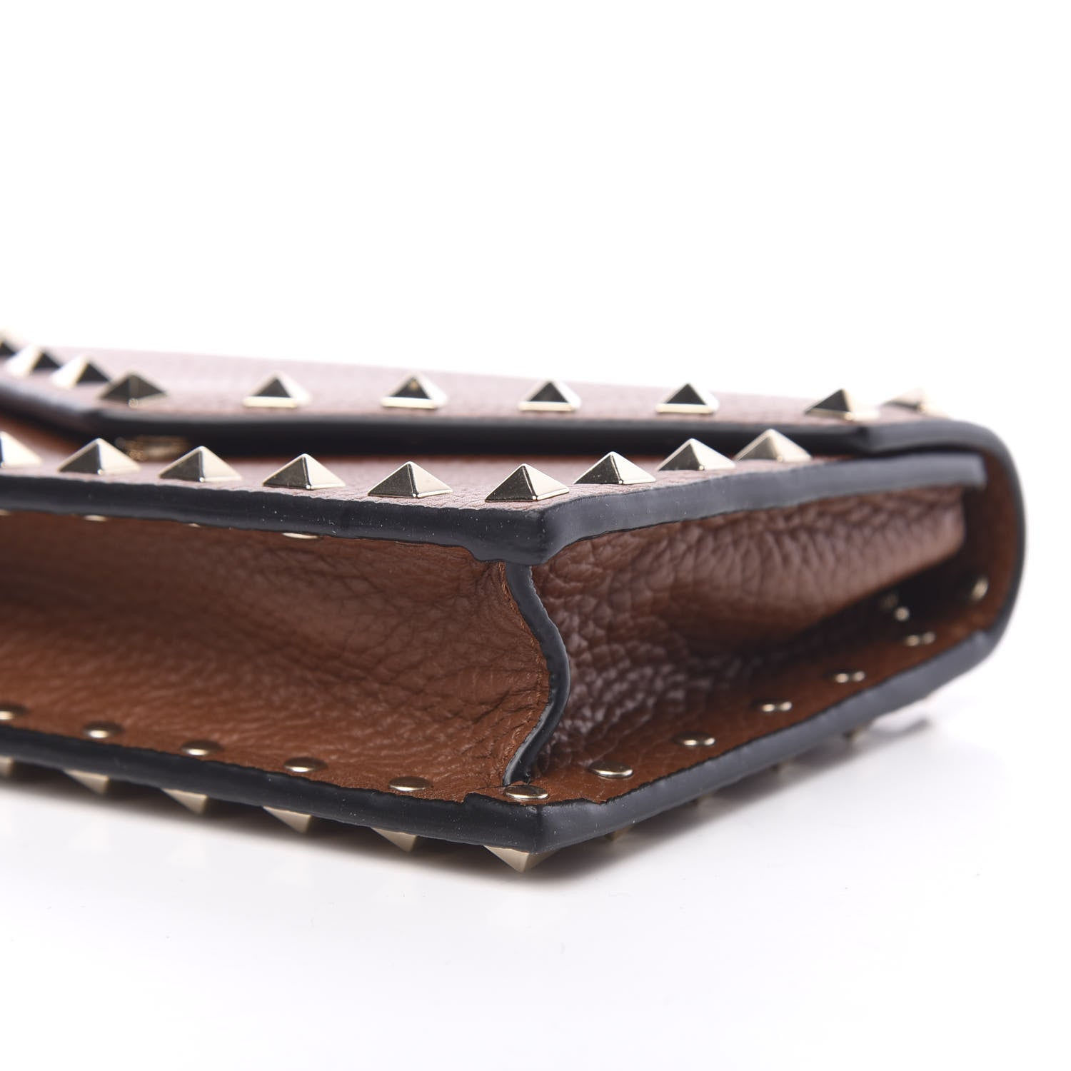 Valentino Garavani Pebbled Calfskin Rockstud Envelope Wallet on Chain Bright Cognac 6 of 8