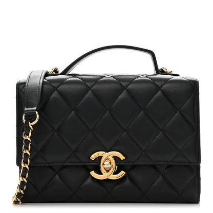 Chanel Lambskin Quilted Mini Golden Plate Flap Black 1 of 12