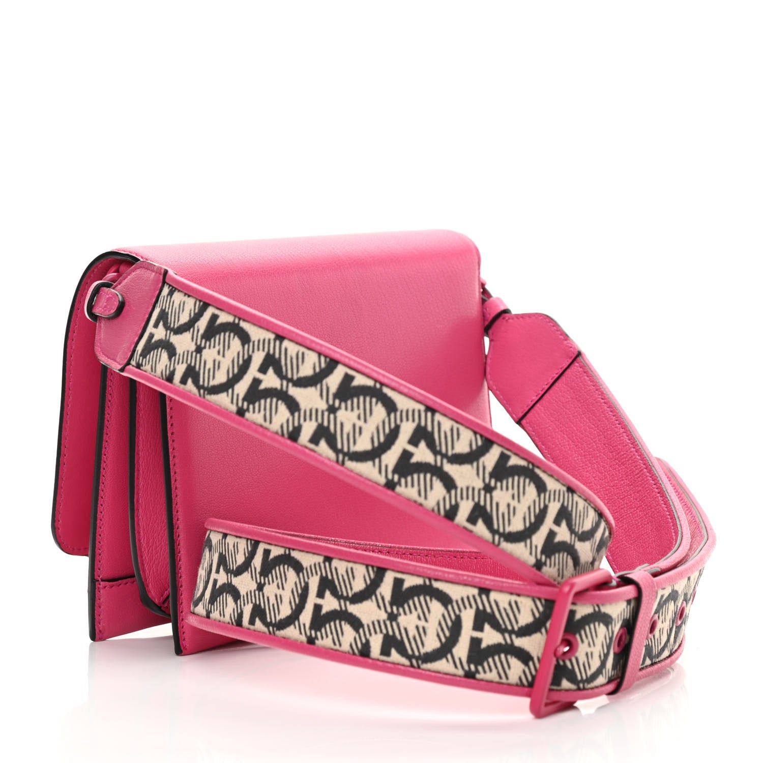 Salvatore Ferragamo Goatskin Gancini Crossbody Bag Fuxia 3 of 14