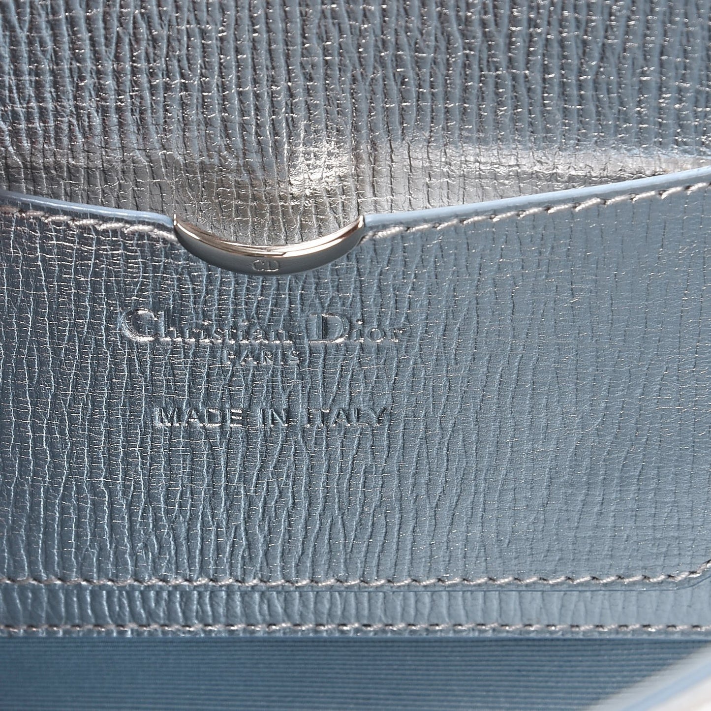 Metallic Grained Calfskin Diorever Clutch Silver