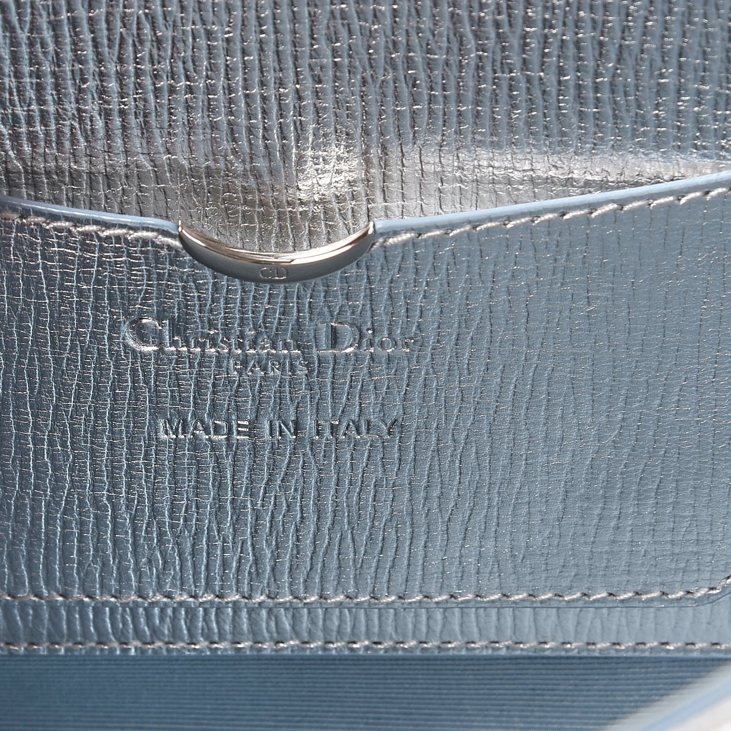 Christian Dior Metallic Grained Calfskin Diorever Clutch Silver 7 of 16