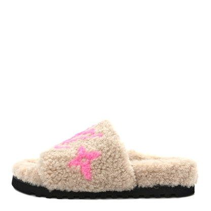 Louis Vuitton Shearling Paseo Flat Comfort Mule 37 Beige 1 of 7