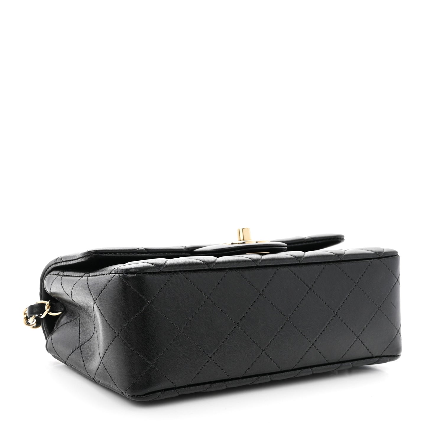 Lambskin Quilted Mini Rectangular Flap Black