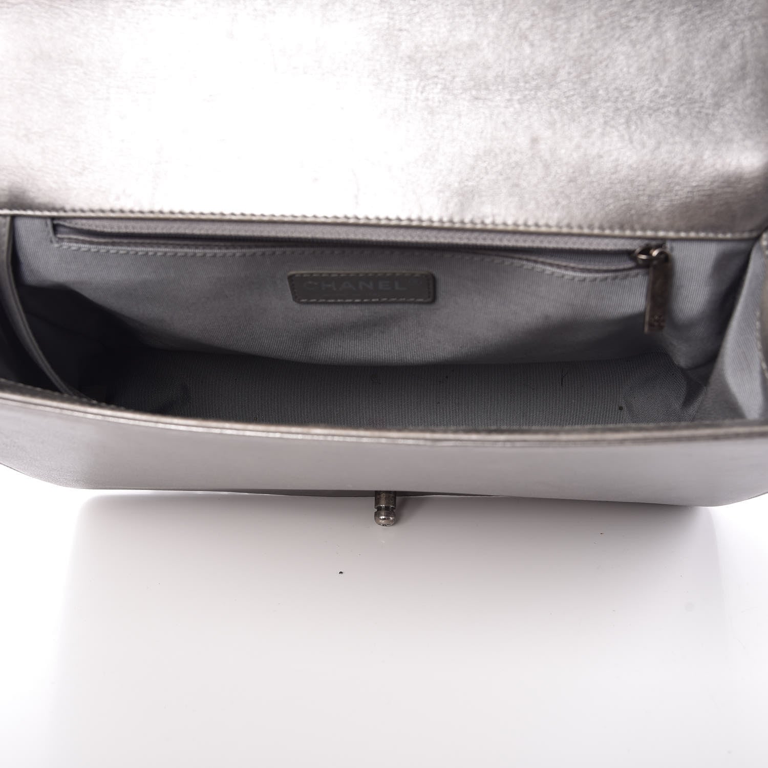 Chanel Metallic Calfskin Quilted Large Boy Flap Silver 5 of 17