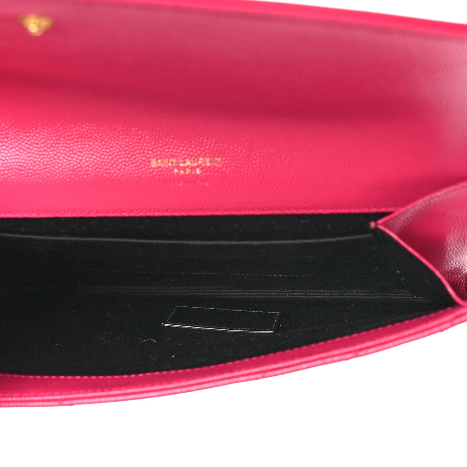 Saint Laurent Grain De Poudre Matelasse Chevron Monogram Envelope Clutch Fuchsia 5 of 8