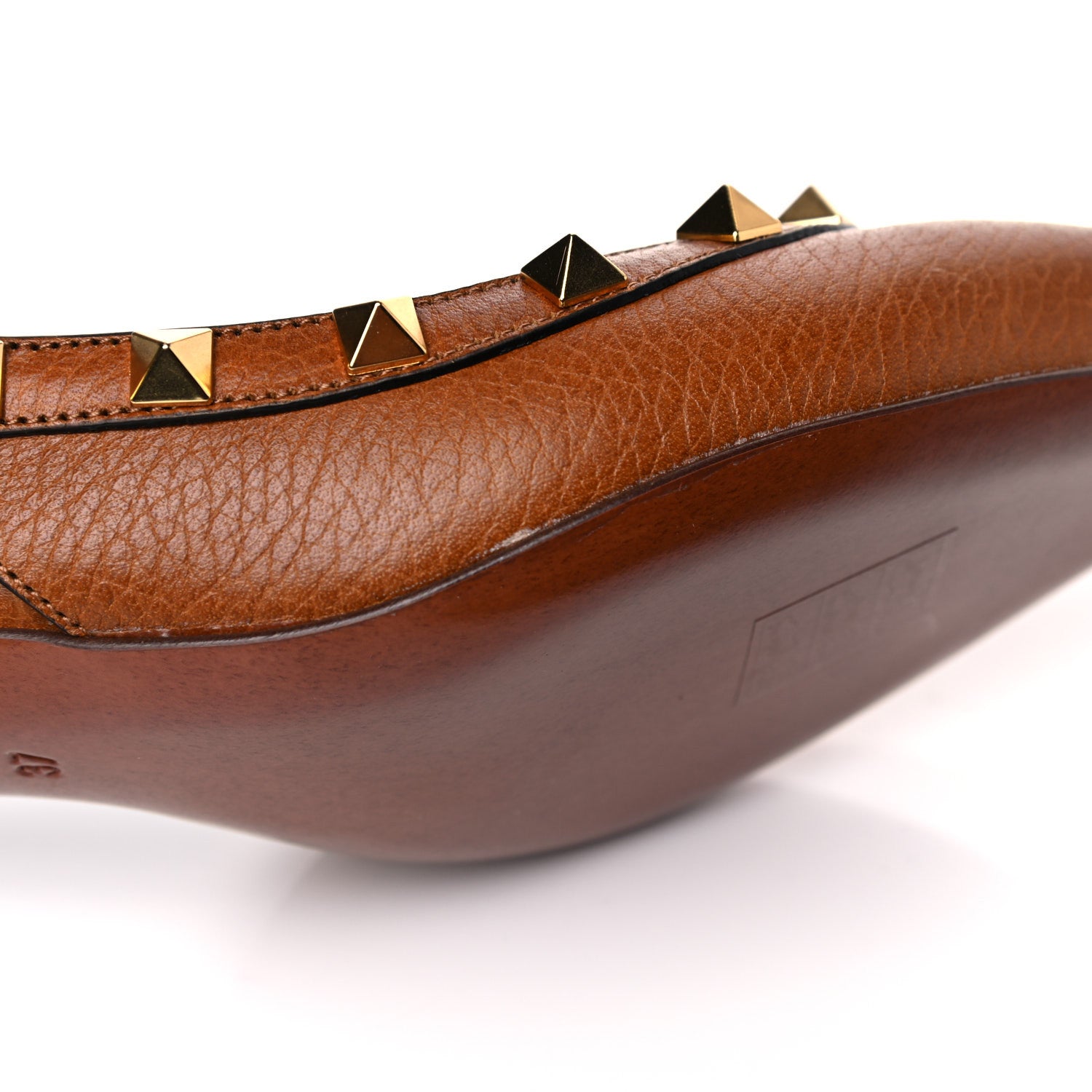 Valentino Garavani Pebbled Calfskin Rockstud Half D'Orsay Slingback 50mm Pumps 37 Cuoio 9 of 14