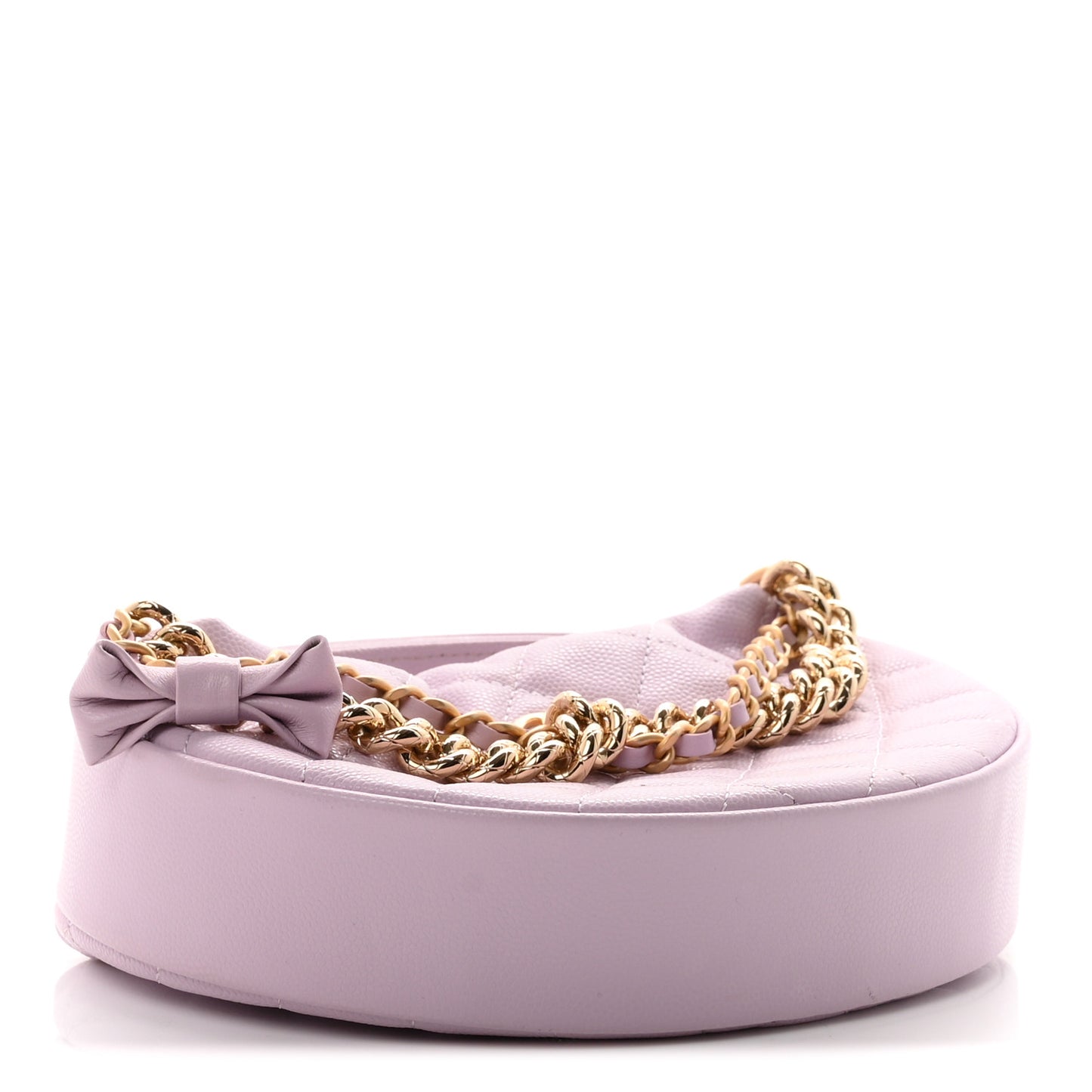 Shiny Caviar Quilted Bow Pouch Hobo Light Purple
