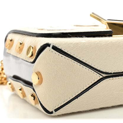 Jimmy Choo Calf Hair Mirror Embellished Lockett Petite Shoulder Bag White 10 of 13