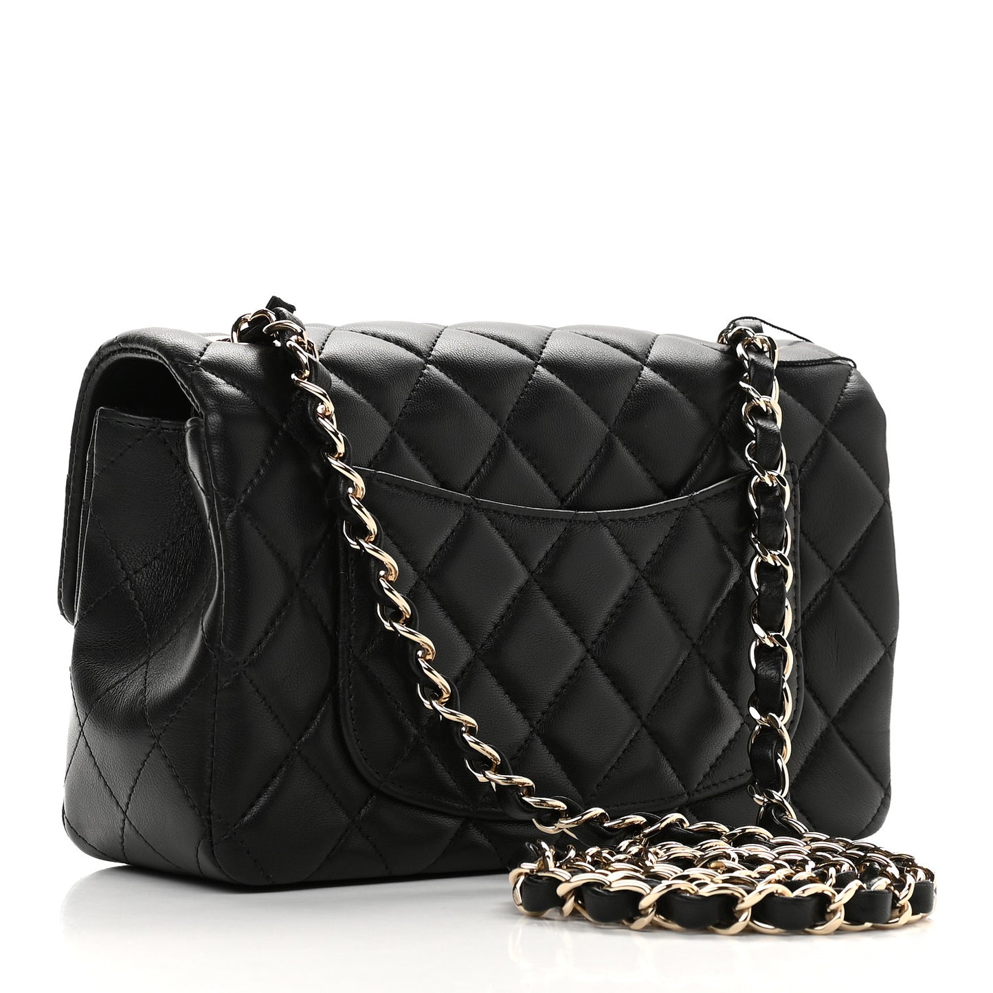 Lambskin Quilted Mini Rectangular Flap Black