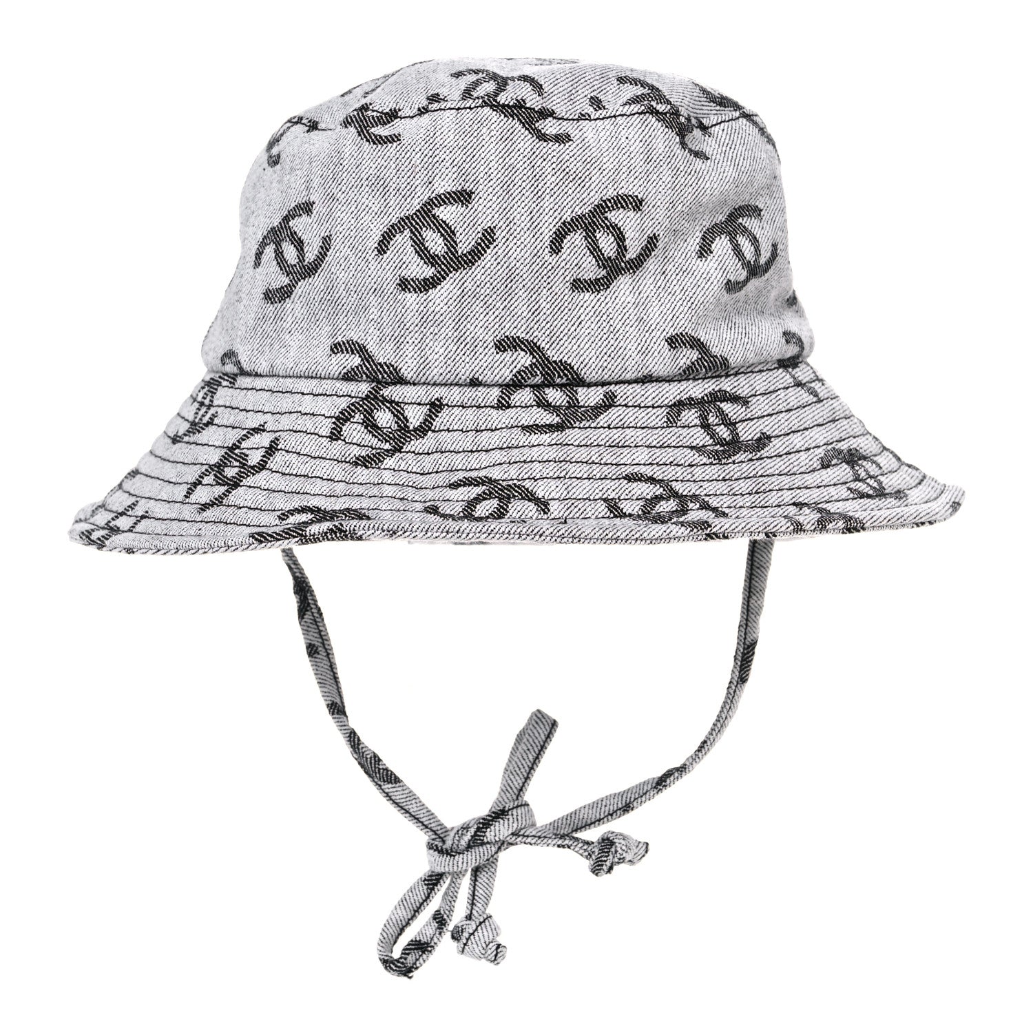 Chanel Denim CC Bucket Hat M White Black 3 of 7