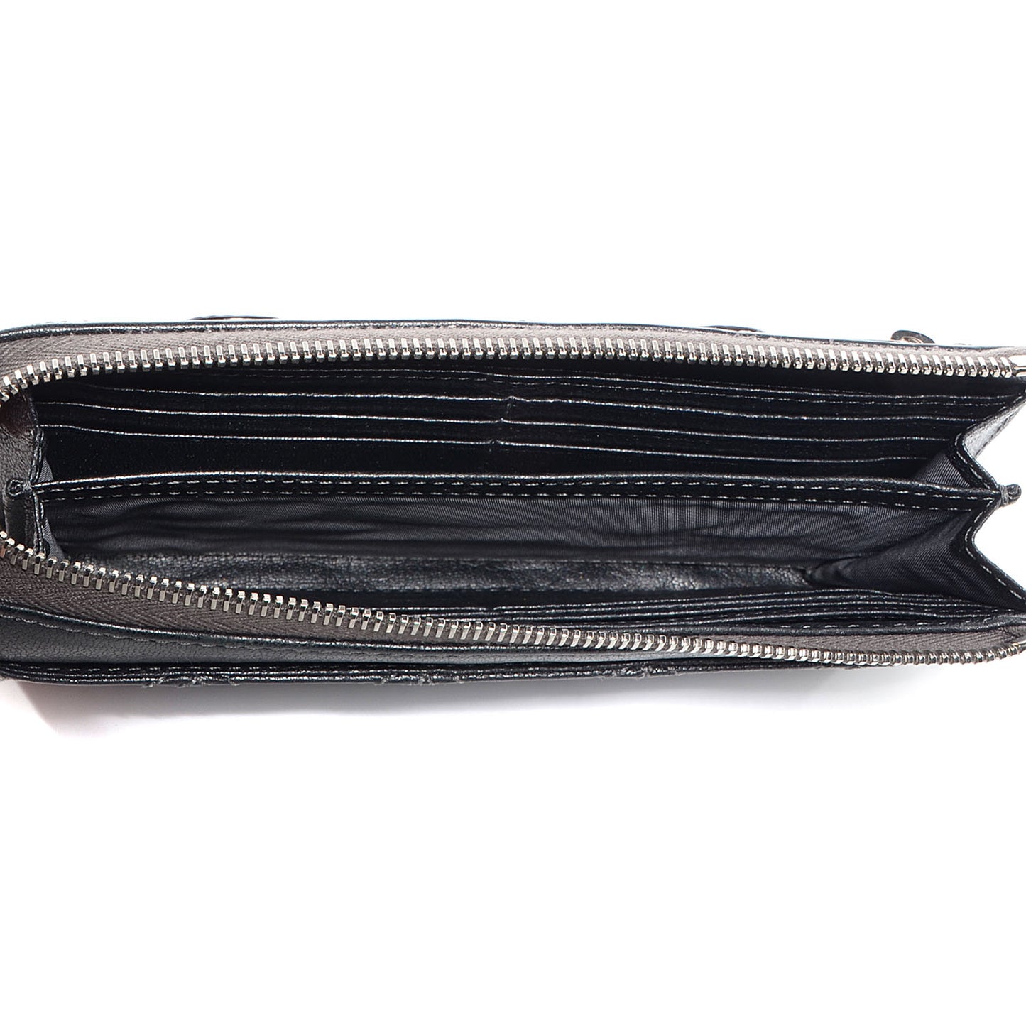 Leather Quilted Zip Clutch Wallet Anthracite