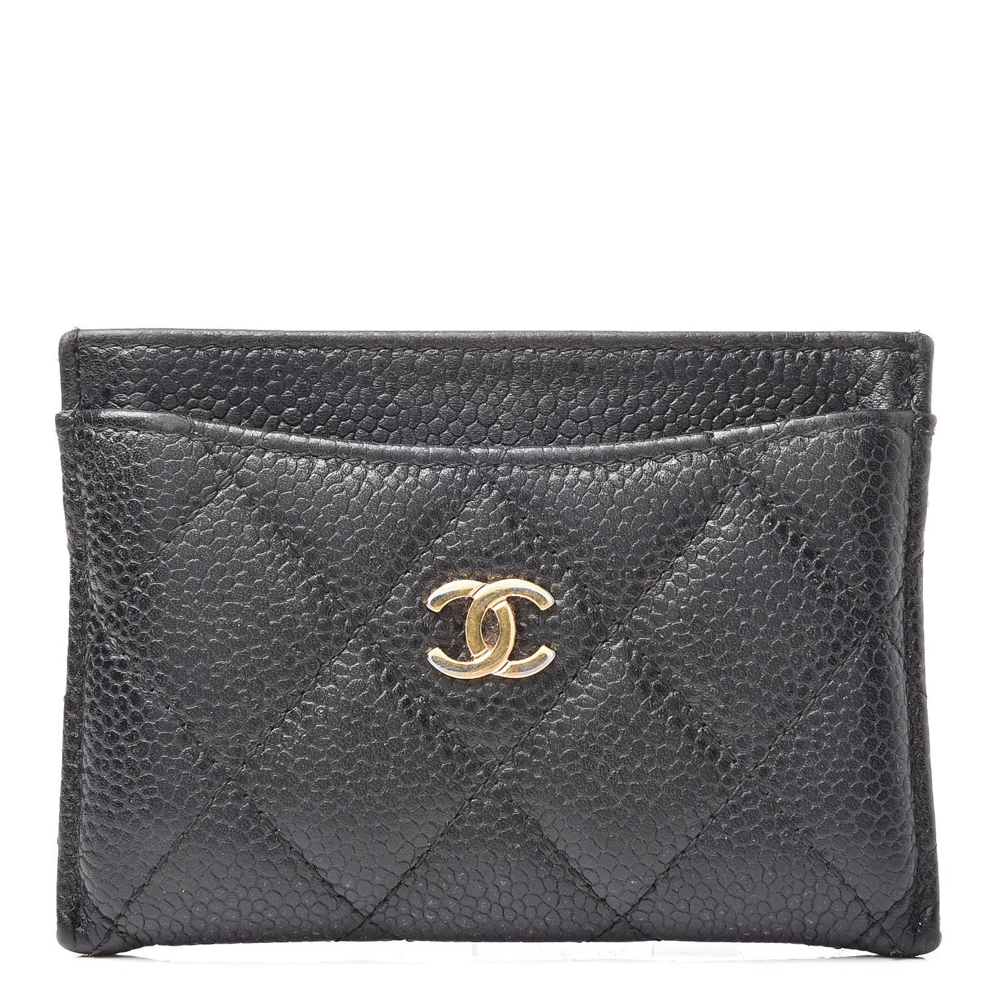 Caviar Quilted Card Holder Black