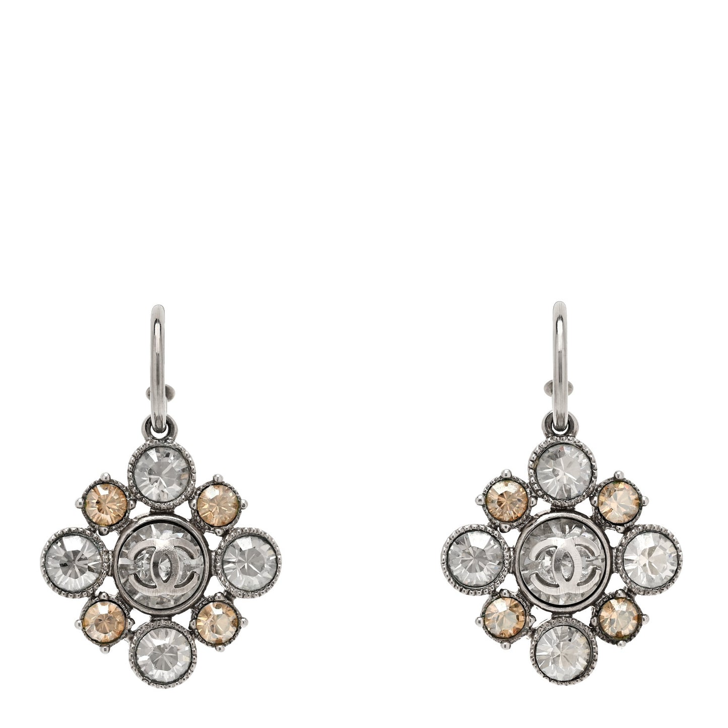 Crystal CC Dangle Earrings Silver
