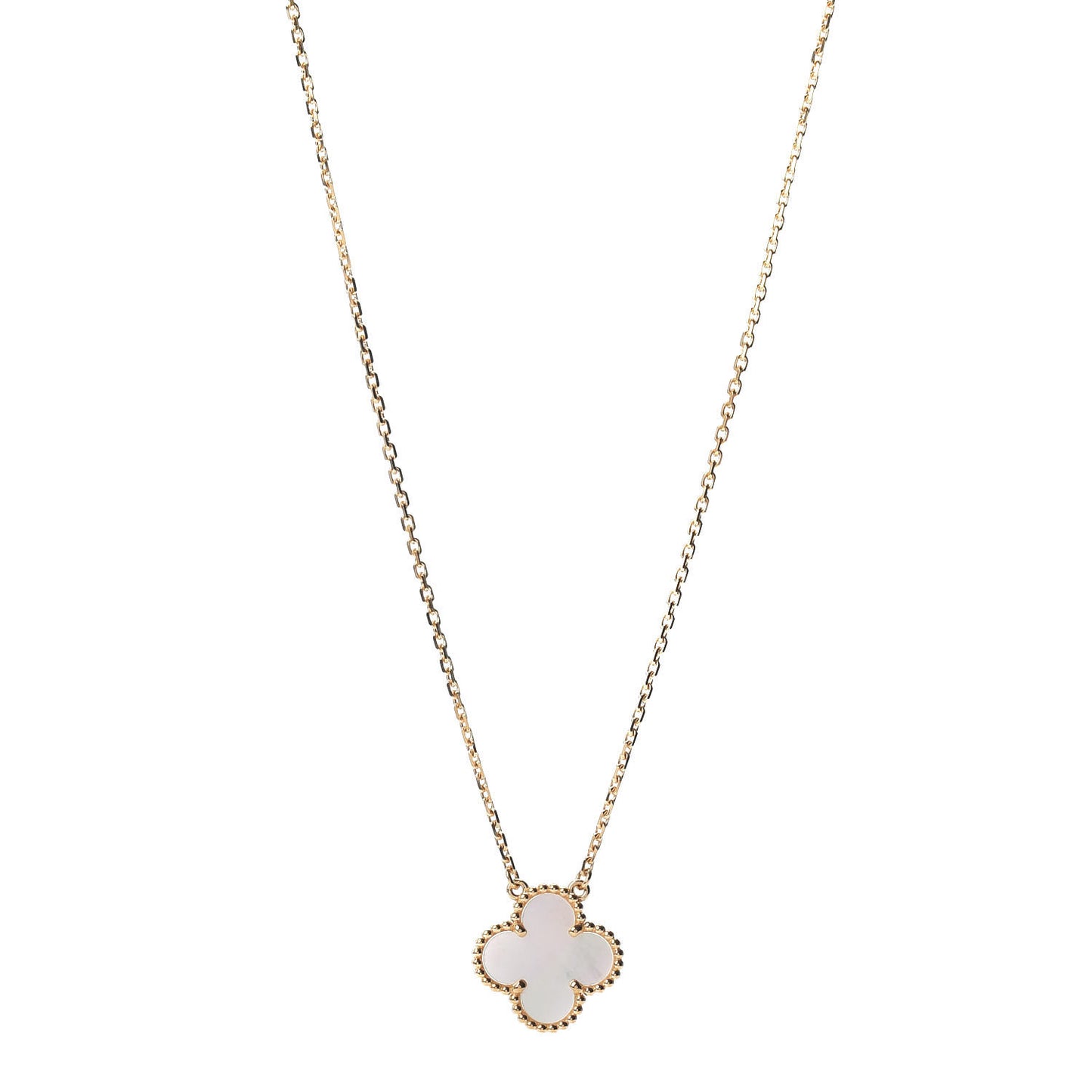 18K Yellow Gold Mother of Pearl Vintage Alhambra Pendant Necklace