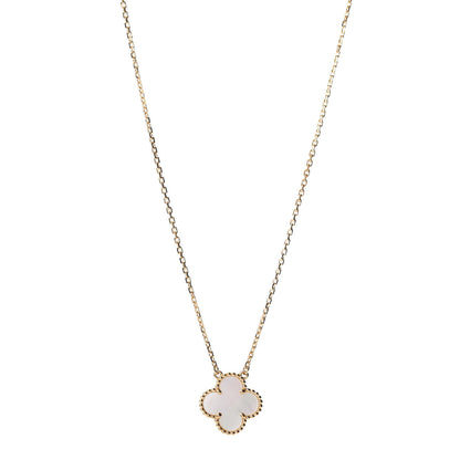 Van Cleef & Arpels 18K Yellow Gold Mother of Pearl Vintage Alhambra Pendant Necklace 1 of 4