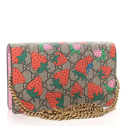 Gucci GG Supreme Monogram Strawberry Chain Wallet 3 of 9