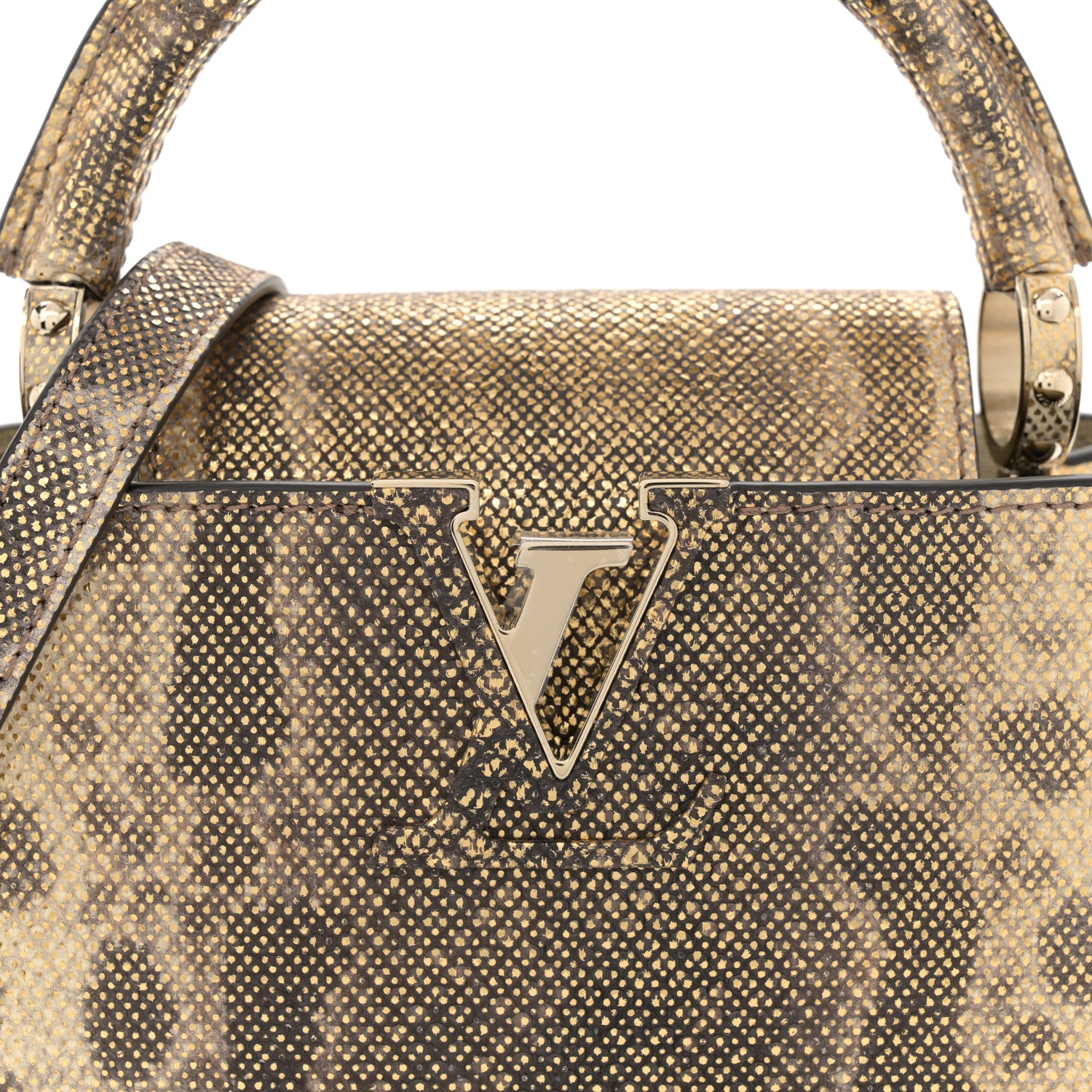 Louis Vuitton Metallic Lizard Capucines Mini Gold 7 of 9