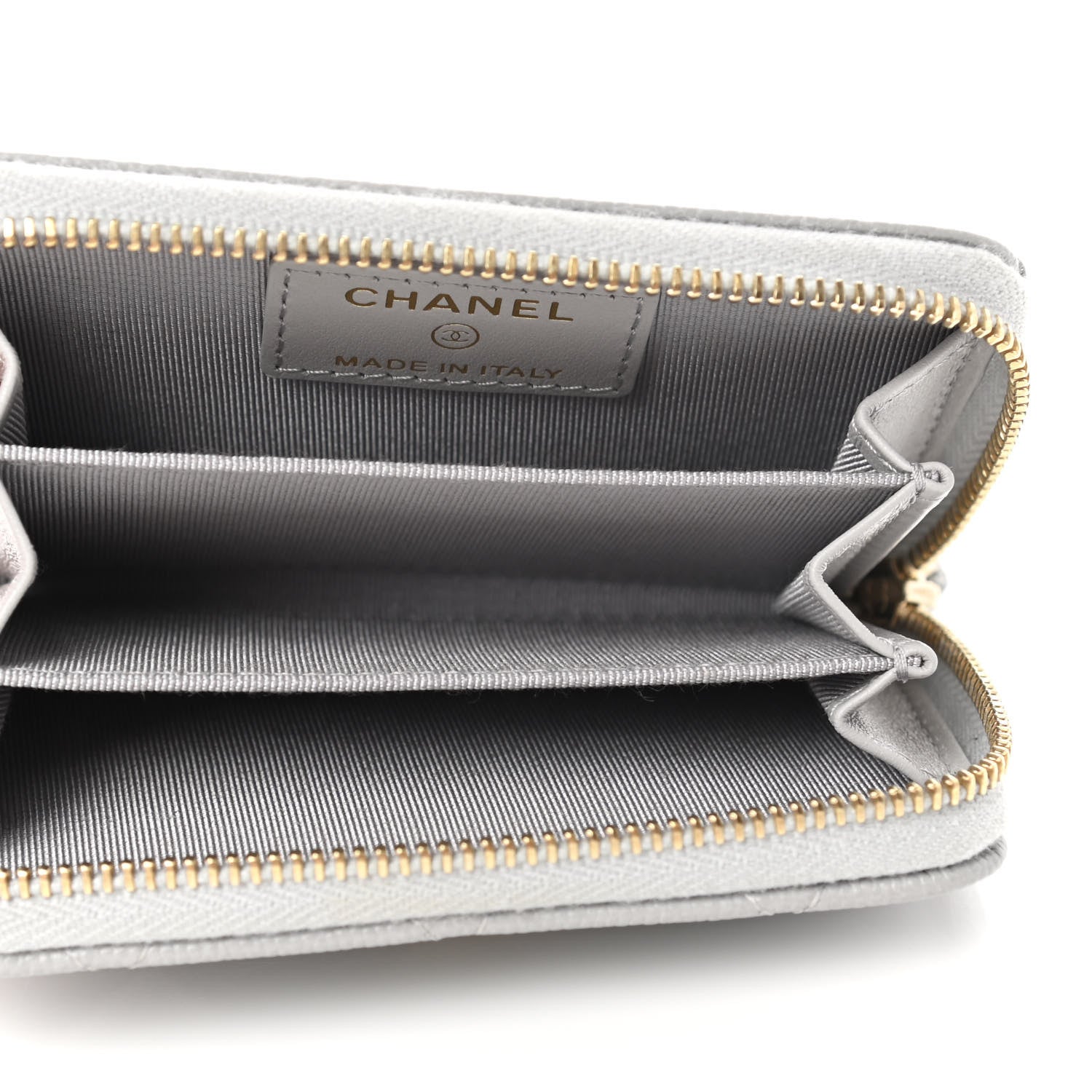 Chanel Caviar Quilted Zip Coin Purse Grey 5 of 7