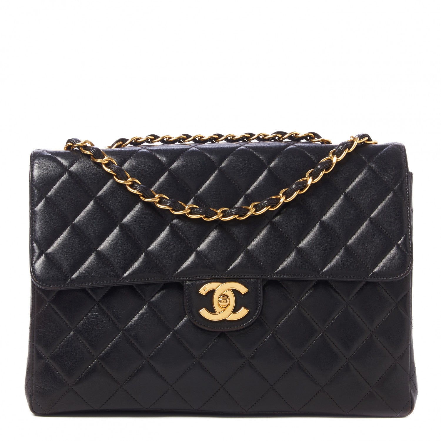 Chanel Lambskin Quilted Jumbo Single Flap Black 1 of 10