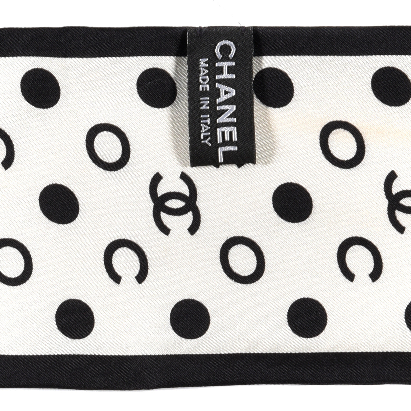Silk CC Twilly Hair Tie Ivory Black