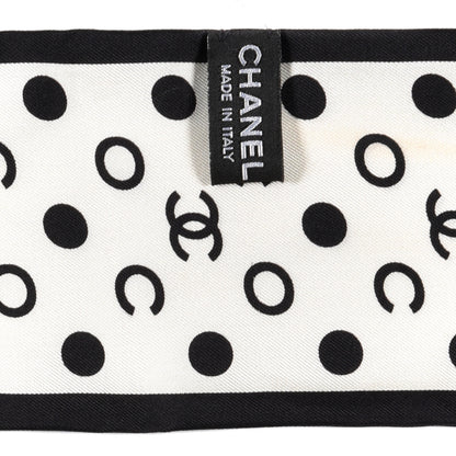 Chanel Silk CC Twilly Hair Tie Ivory Black 3 of 4
