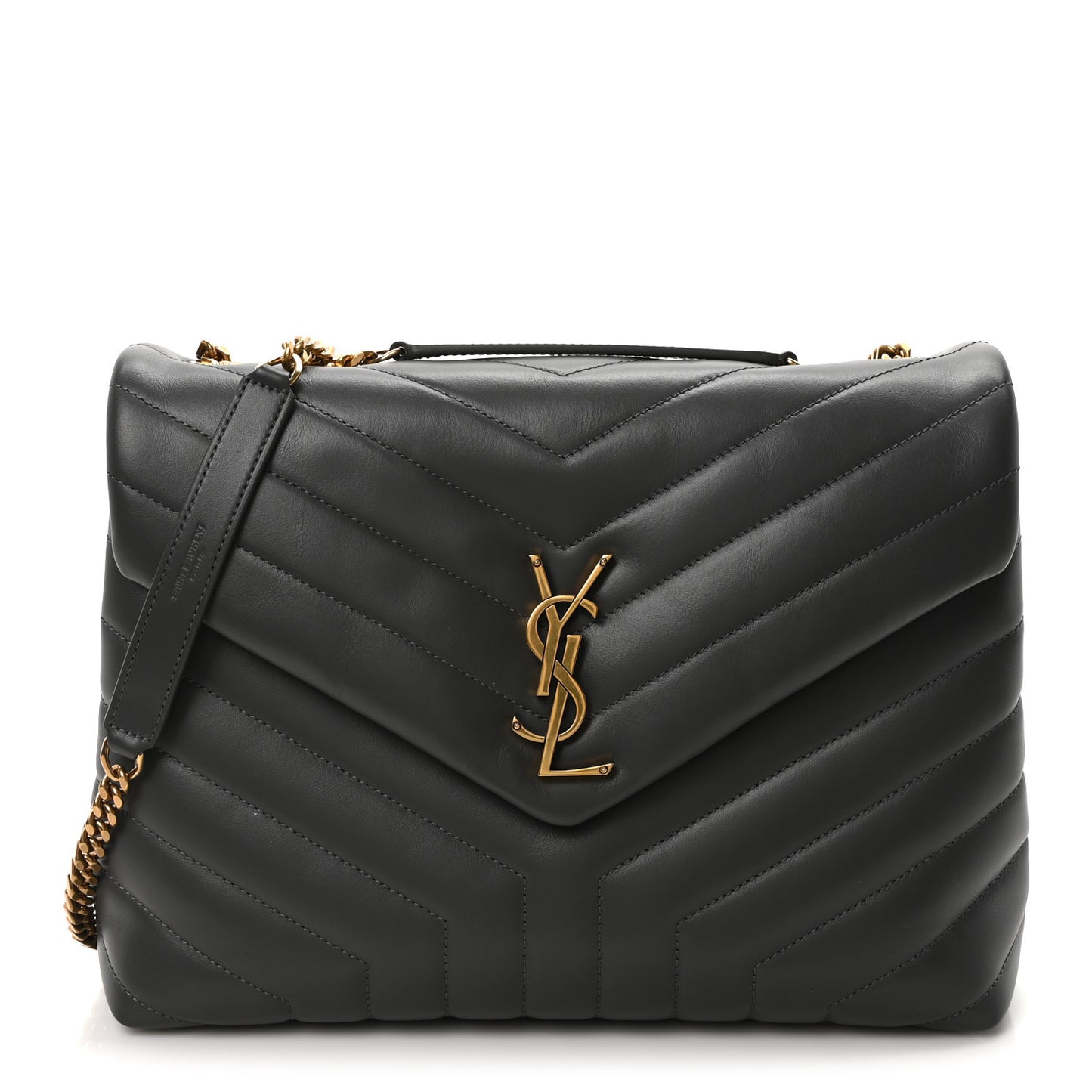 Calfskin Y Quilted Monogram Medium Loulou Chain Satchel Storm