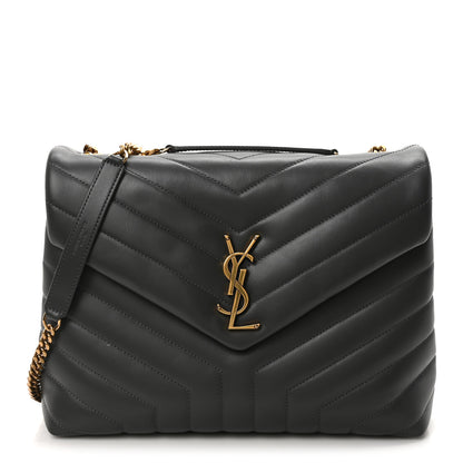 Saint Laurent Calfskin Y Quilted Monogram Medium Loulou Chain Satchel Storm 1 of 10