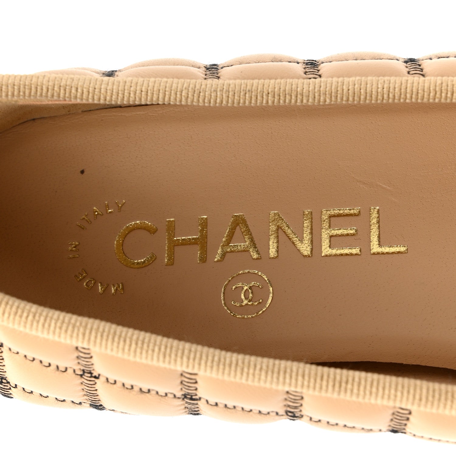 Chanel Lambskin Embroidered Quilted Cap Toe Ballerina Flats 38.5 Beige Black 8 of 9