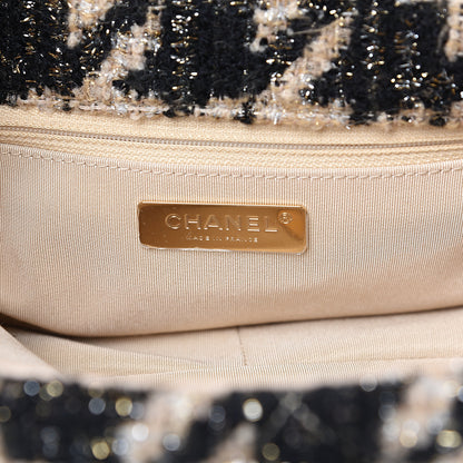 Chanel Tweed Quilted Medium 19 Flap Beige Black 5 of 10
