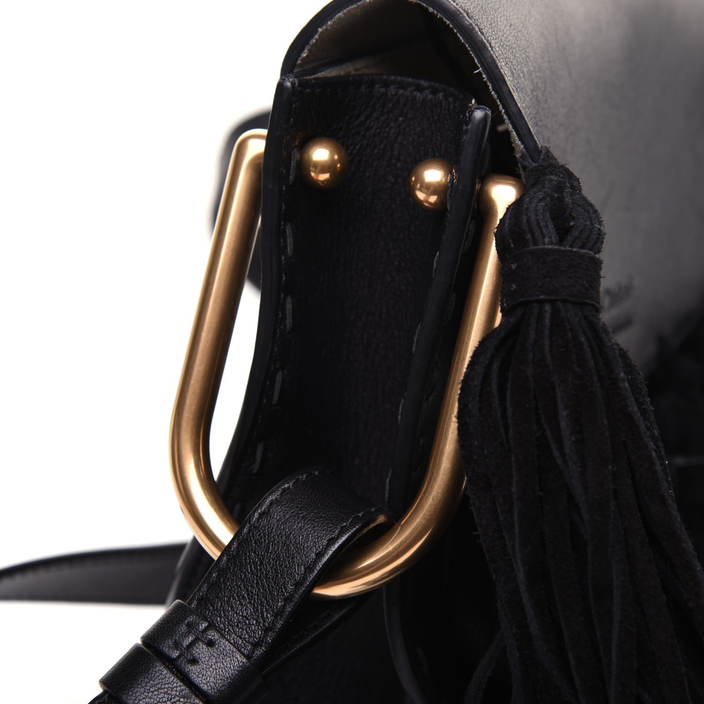 Calfskin Mini Hudson Fringe Shoulder Bag Black