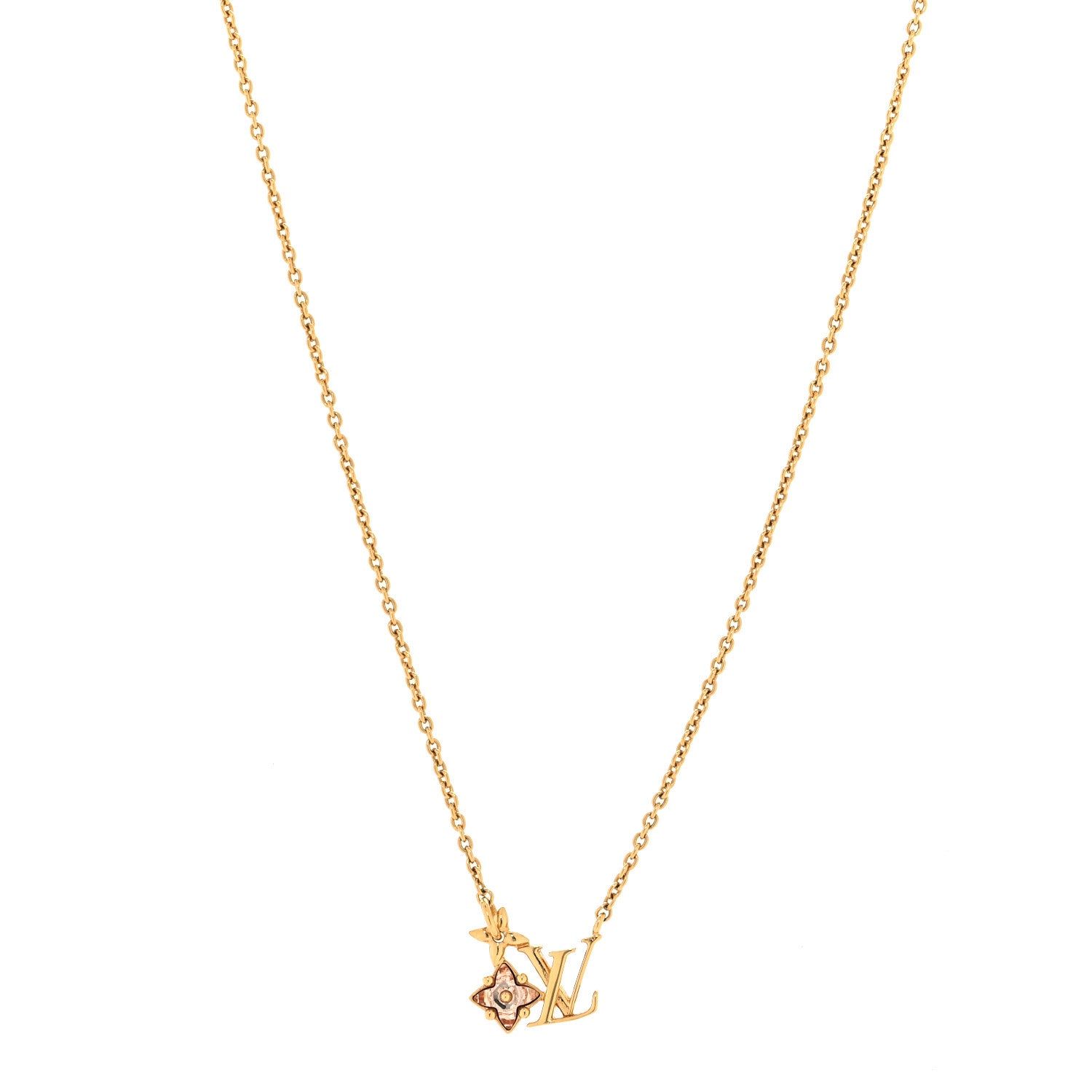 Louis Vuitton Crystal Loulougram Necklace Gold 1 of 7