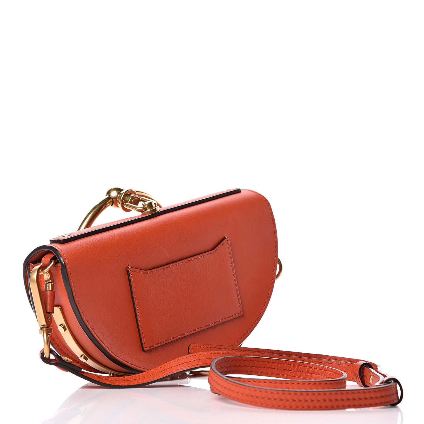 Calfskin Small Nile Bracelet Minaudiere Bag Sepia Red